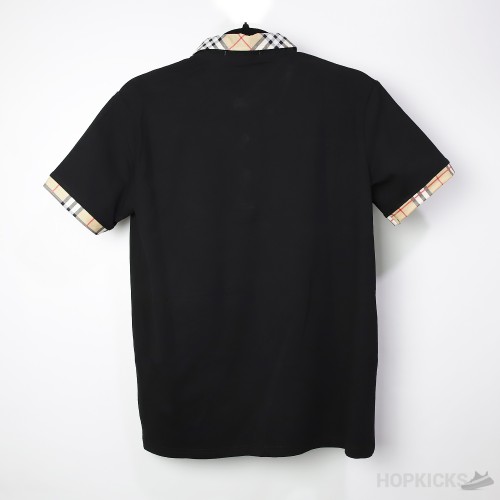 B*rberry Vintage Check Cotton Black Polo Shirt 